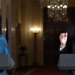 President Trump and German Chancellor Angela Merkel shook hands warmly after going through the occasionally awkward moments.