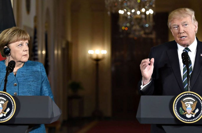 2017WhiteHouse President Trump and German Chancellor Angela Merkel shook hands warmly after going through the occasionally awkward moments.