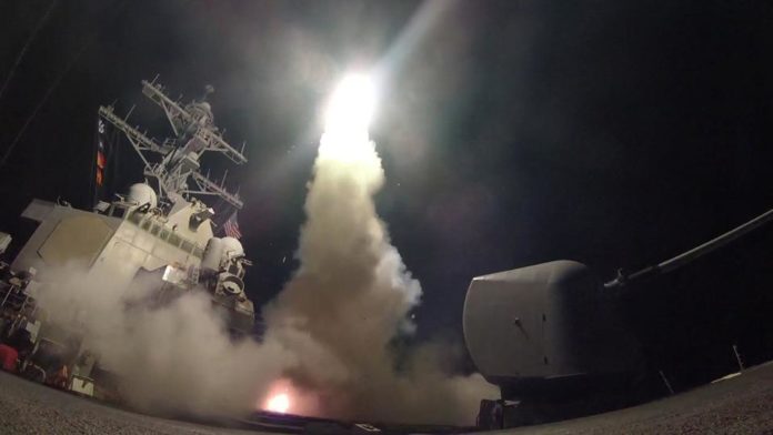 mediterranean-USA The U.S. military fired a torrent of rockets into Syria early Friday morning in retaliation for the chemical weapons.